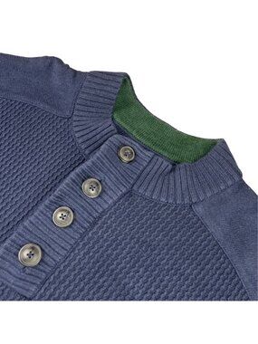 Oak Hill Men's 100% Cotton Pullover Henley Sweater Navy Blue • 4XL